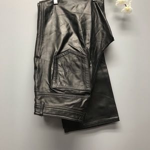 Vintage Jou Jou Skins Womens Black 100% Leather Pants Biker Rocker High Rise [Y]